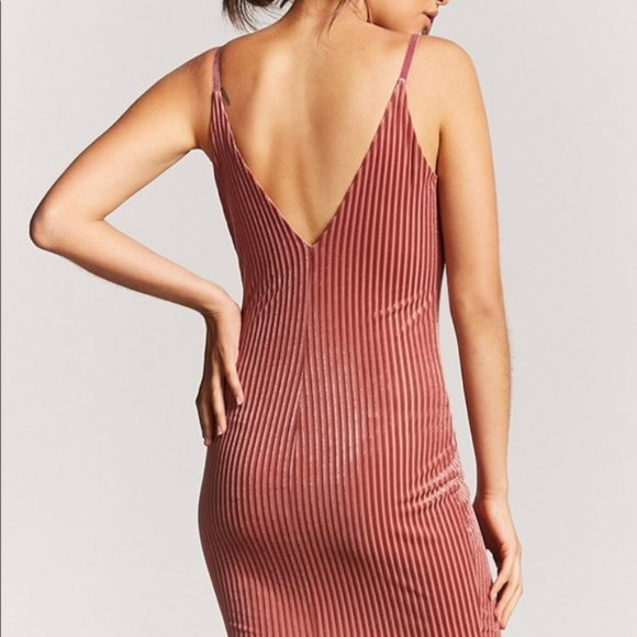 Rose Striped Velvet Bodycon Midi Dress from Forever 21 - Picture 9 of 11